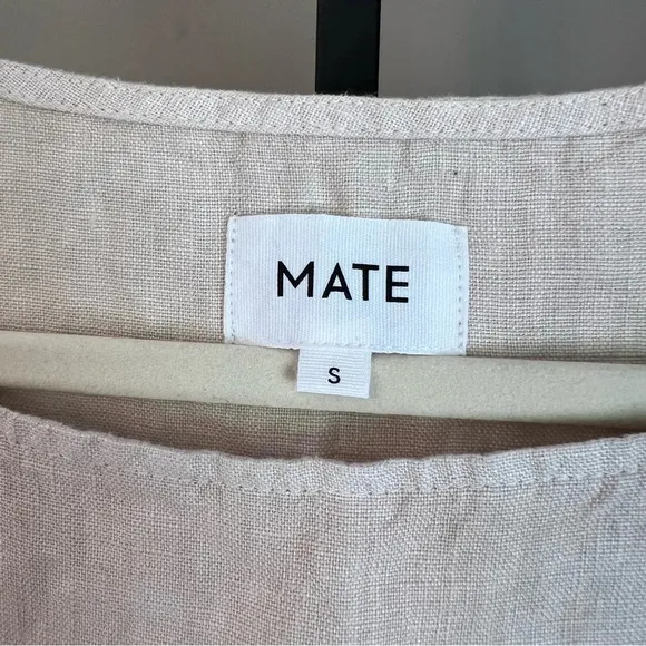 Mate the Label Square Neck Mini Dress Natural Small Coastal Minimalist Beach