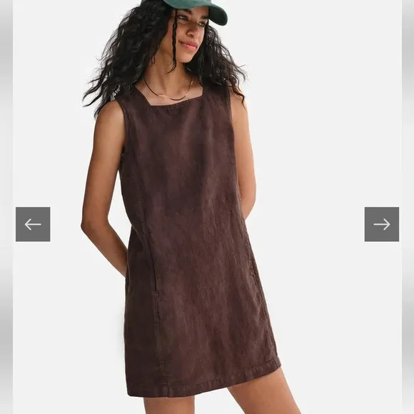 Mate the Label Square Neck Mini Dress Natural Small Coastal Minimalist Beach
