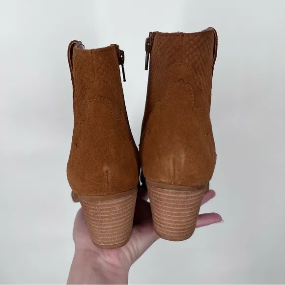 Matisse NEW Daphne Suede Leather Western Ankle Boots Cognac Brown