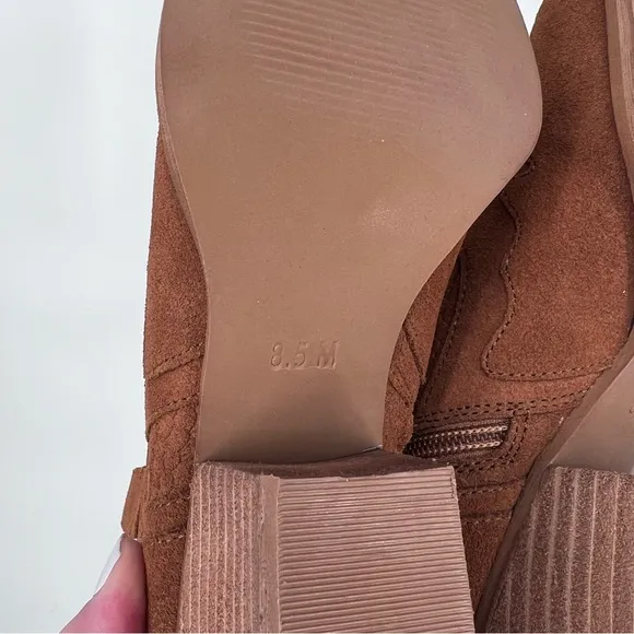 Matisse NEW Daphne Suede Leather Western Ankle Boots Cognac Brown