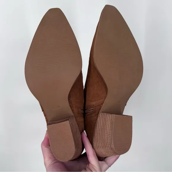 Matisse NEW Daphne Suede Leather Western Ankle Boots Cognac Brown