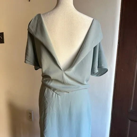 MAX AZRIA | Light Green Draped Cocktail Dress - Open Back Grecian| Size M