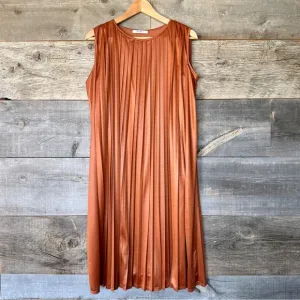 Max Mara Pleated Sleeveless Dress Copper Flowy Feminine Goddess Minimalist M