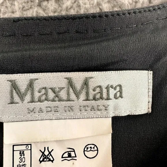 Max Mara Silk Dress Womens Large Minimalist Draped Grey Made in Italy