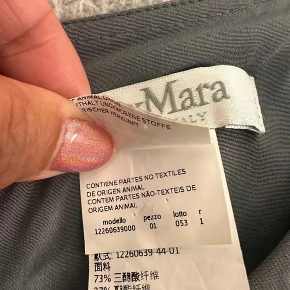 Max Mara Silk Dress Womens Large Minimalist Draped Grey Made in Italy