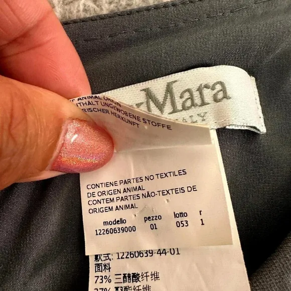 Max Mara Silk Dress Womens Large Minimalist Draped Grey Made in Italy