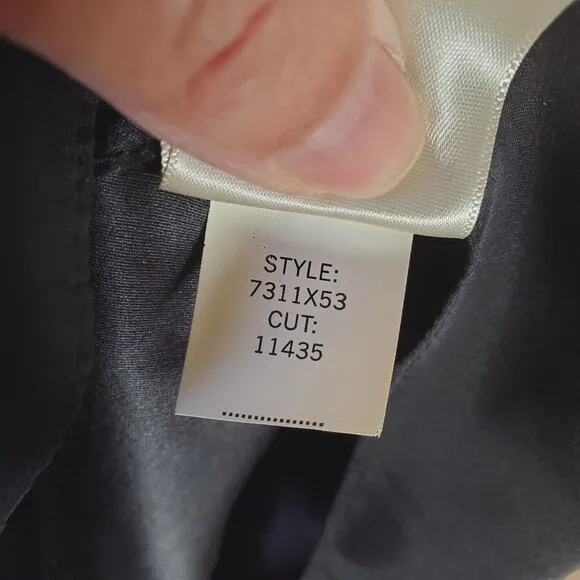 Max Studio Black Silk &amp; Satin Sleeveless V Neck Belted Mini Dress Preppy Luxury