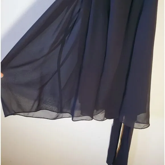 Max Studio Black Silk &amp; Satin Sleeveless V Neck Belted Mini Dress Preppy Luxury