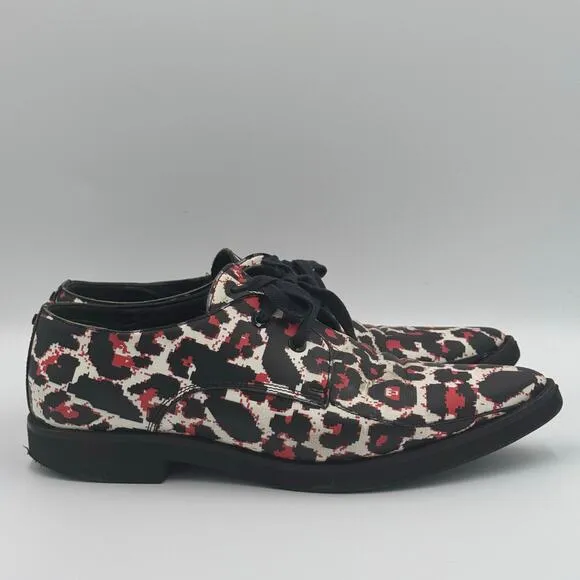 McQ Alexander McQueen Kim Derby Shoes – White Leopard Print – Size IT 38 / US 8