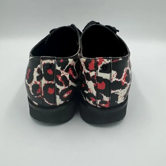 McQ Alexander McQueen Kim Derby Shoes – White Leopard Print – Size IT 38 / US 8