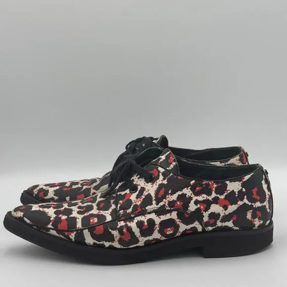 McQ Alexander McQueen Kim Derby Shoes – White Leopard Print – Size IT 38 / US 8