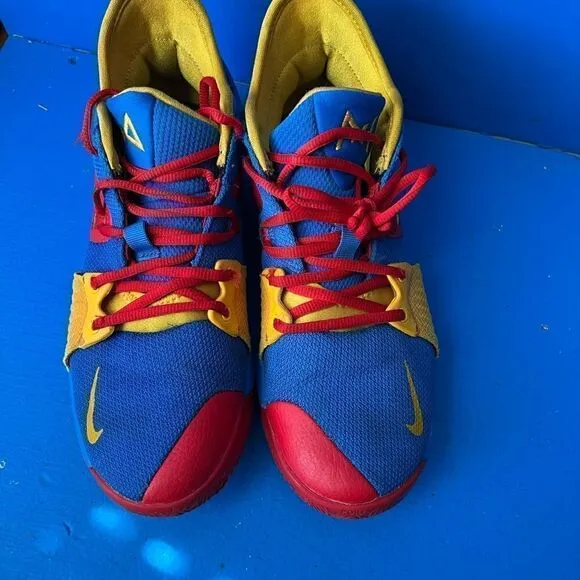 Men's 2018 Nike PG 2 Yellow /Red/Bue Cushioned Basketball Shoes Size 8