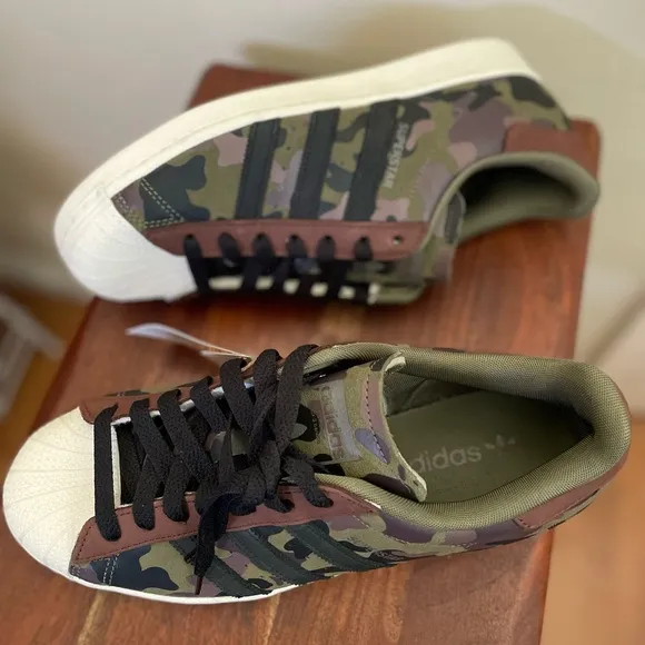 MEN'S ADIDAS ORIGINALS SUPERSTAR CAMO LEATHER SNEAKERS HQ8866 NEW 9.5