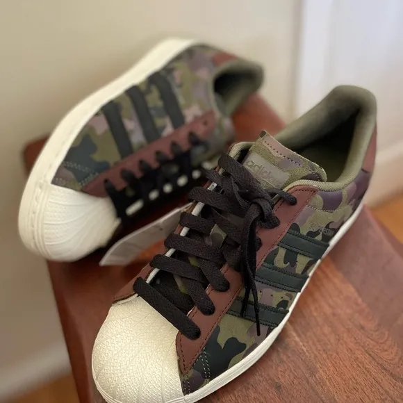 MEN'S ADIDAS ORIGINALS SUPERSTAR CAMO LEATHER SNEAKERS HQ8866 NEW 9.5