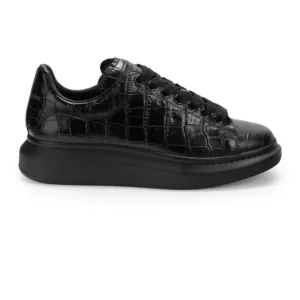 MEN’s ALEXANDER MCQUEEN Platform Croc Embossed Leather Sneakers Size 45/US12