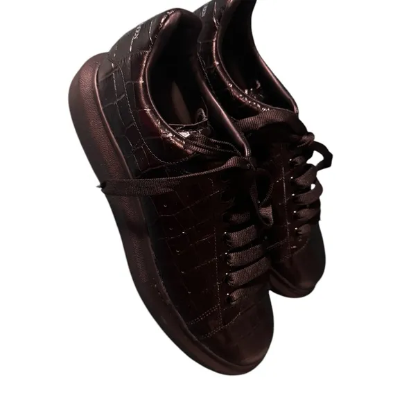 MEN’s ALEXANDER MCQUEEN Platform Croc Embossed Leather Sneakers Size 45/US12