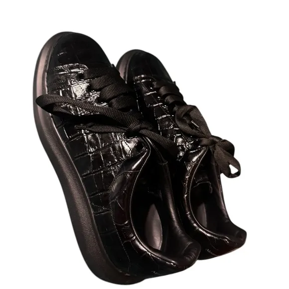 MEN’s ALEXANDER MCQUEEN Platform Croc Embossed Leather Sneakers Size 45/US12