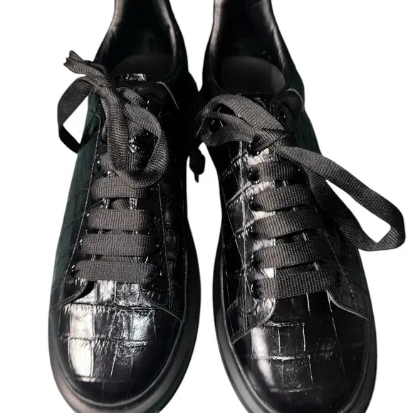 MEN’s ALEXANDER MCQUEEN Platform Croc Embossed Leather Sneakers Size 45/US12