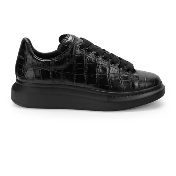 MEN’s ALEXANDER MCQUEEN Platform Croc Embossed Leather Sneakers Size 45/US12