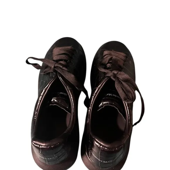 MEN’s ALEXANDER MCQUEEN Platform Croc Embossed Leather Sneakers Size 45/US12