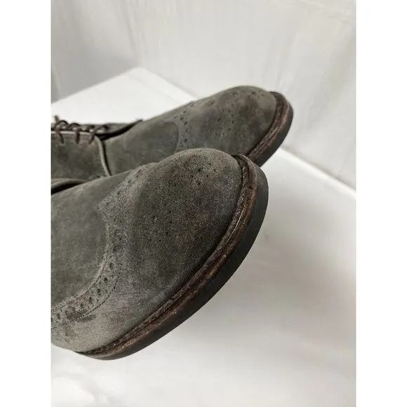 Mens Allen Edmonds Nomad Gray Suede‎ Wingtip Feather Welt Shoes Size 12D