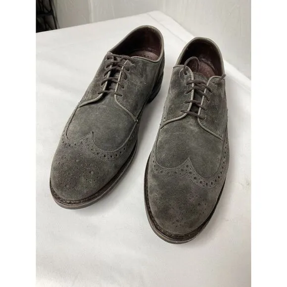 Mens Allen Edmonds Nomad Gray Suede‎ Wingtip Feather Welt Shoes Size 12D