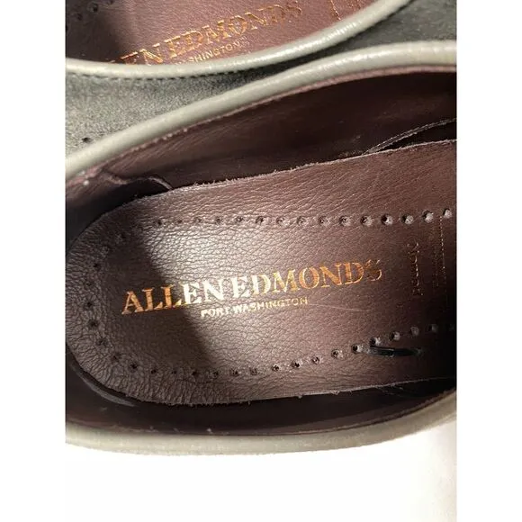 Mens Allen Edmonds Nomad Gray Suede‎ Wingtip Feather Welt Shoes Size 12D