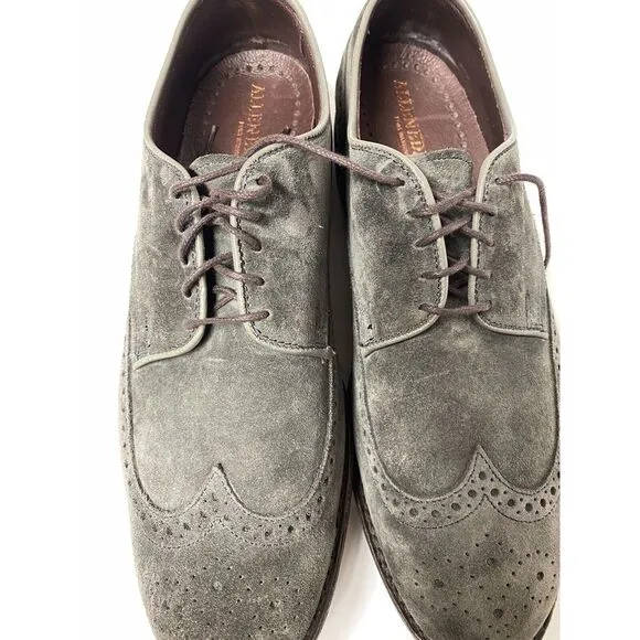 Mens Allen Edmonds Nomad Gray Suede‎ Wingtip Feather Welt Shoes Size 12D