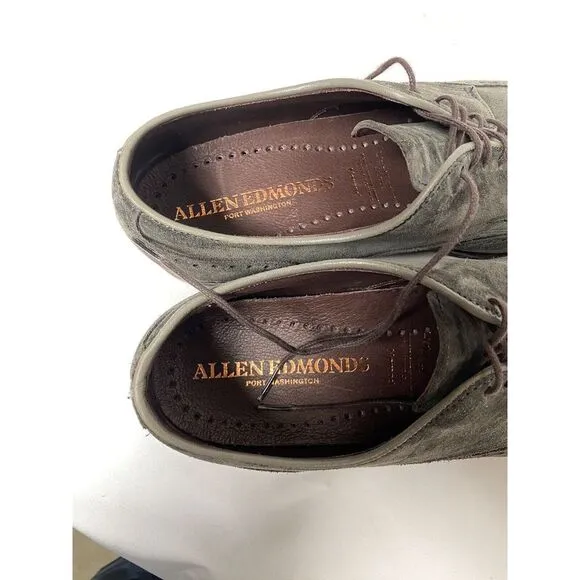 Mens Allen Edmonds Nomad Gray Suede‎ Wingtip Feather Welt Shoes Size 12D