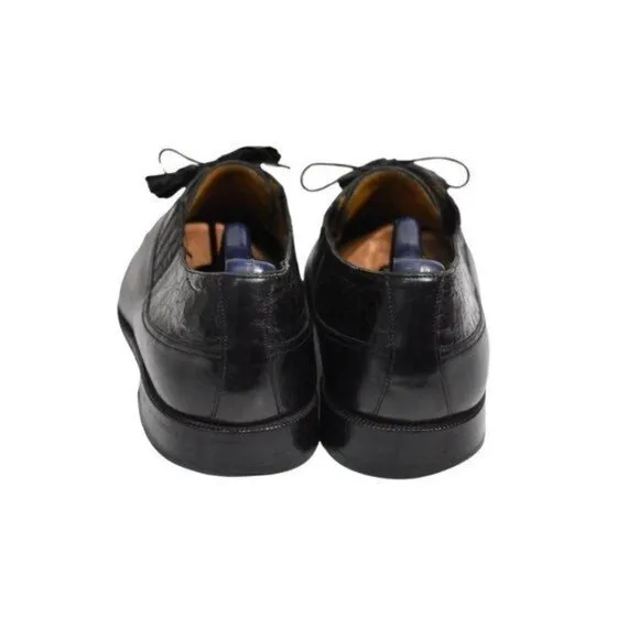 Men's Aventura Black Leather Crocodile Lace-Up Oxford Dress Shoes 8M