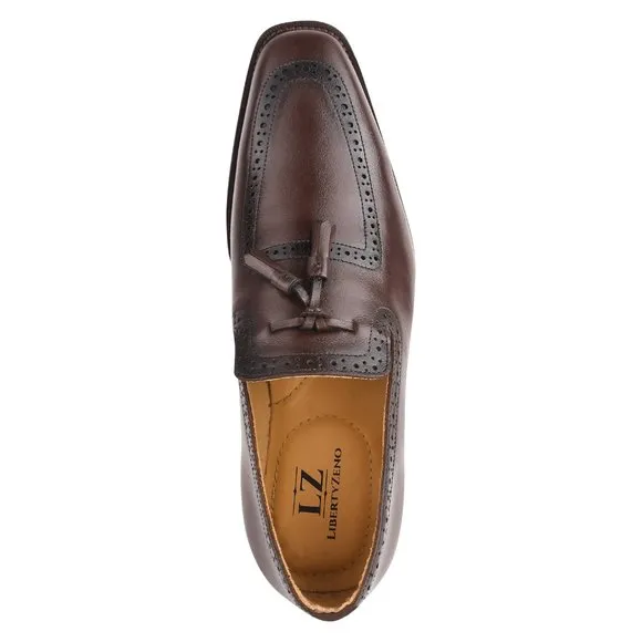 MEN'S Brown Tassel Loafer Leather Tassels Shoes