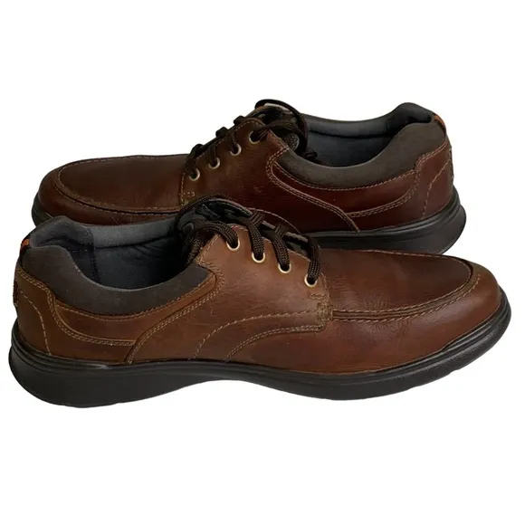 Men’s Clark’s Cotrell Edge Lace-Up Casual Brown Leather Ortholite Shoe NEW Sz 13