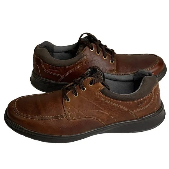 Men’s Clark’s Cotrell Edge Lace-Up Casual Brown Leather Ortholite Shoe NEW Sz 13