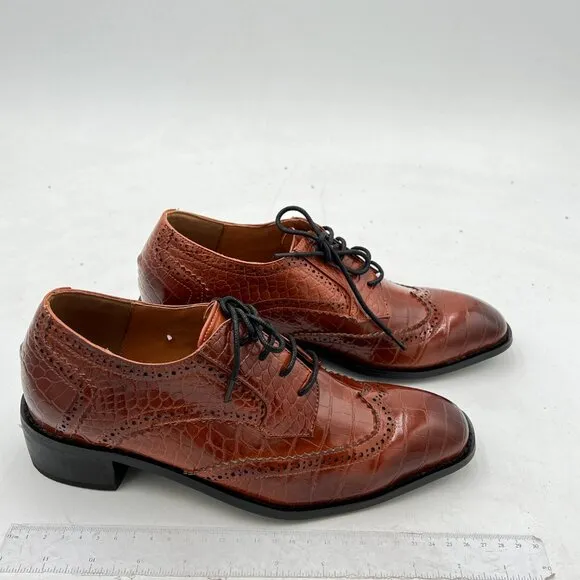 Men's Crocodile Pattern Formal Oxford Tuxedo Dress Shoes Textured Genuine Shoes