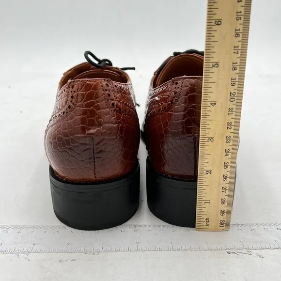 Men's Crocodile Pattern Formal Oxford Tuxedo Dress Shoes Textured Genuine Shoes