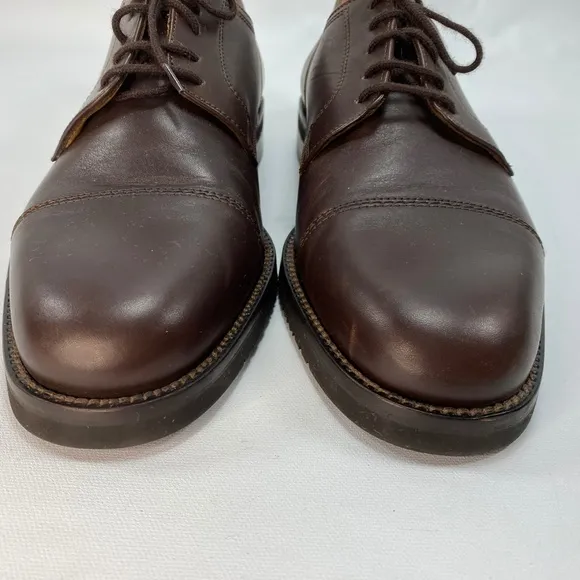 Mens ET Wright Brown Leather Oxford Dress Shoes 10 M Italy Cap Toe Cushioned