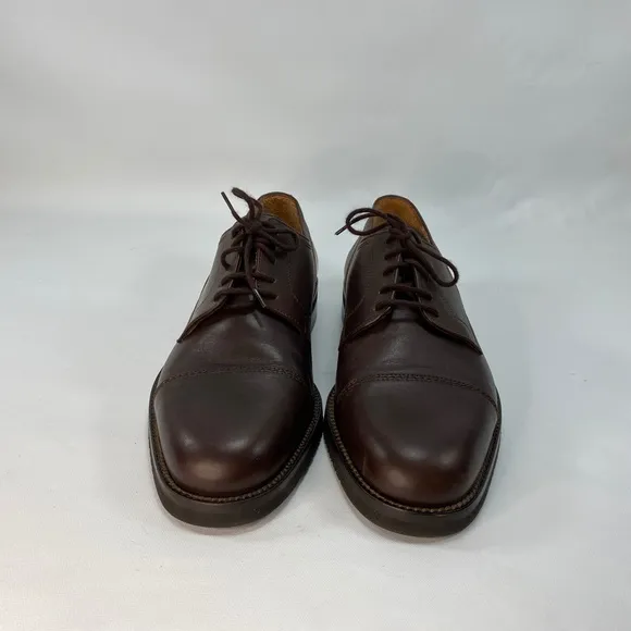 Mens ET Wright Brown Leather Oxford Dress Shoes 10 M Italy Cap Toe Cushioned