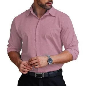 Men's Formal  Hidden Button Front Wrinkle Free Shirt Regular Fit Casual Shirts