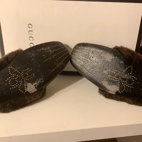 Mens Gucci fur slippers