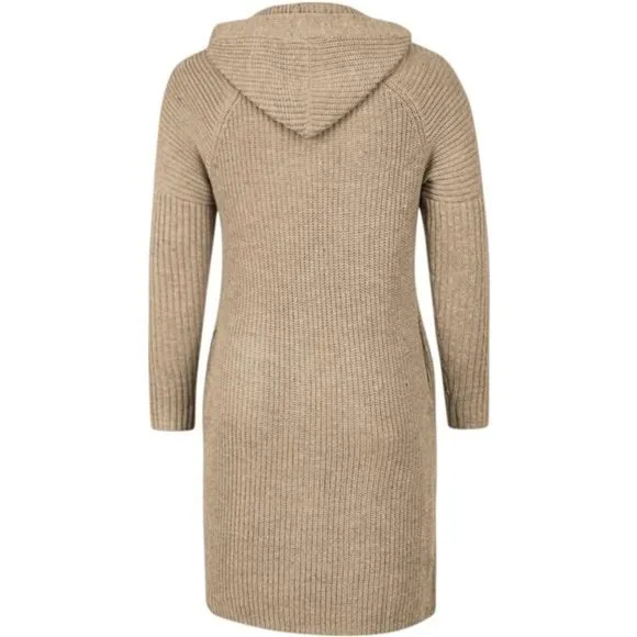 Men's Long Cardigan Sweater Hood Button Closure Long Sleeve Knit Slim Fit Coat