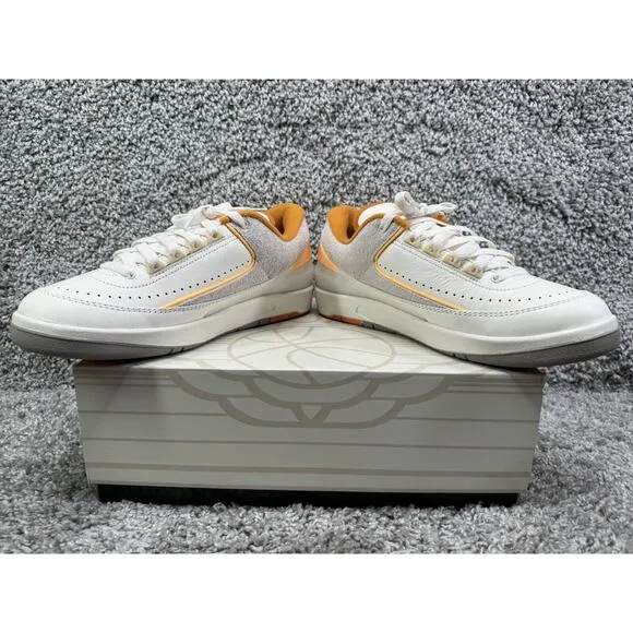 Mens Nike Air Jordan 2 Retro Low Shoes Melon Tint Light Curry Size 9