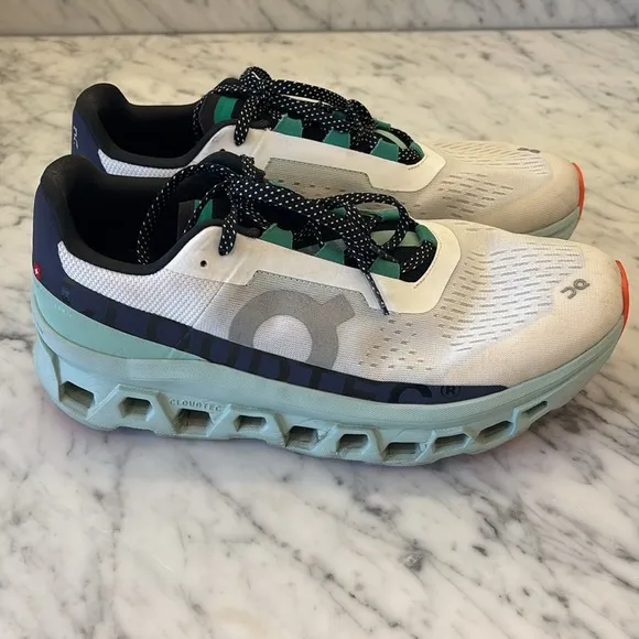 Men's ON Cloudmonster Running Shoes in Undyed White/Creek, Size 10