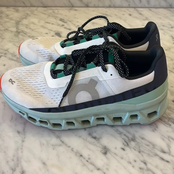 Men's ON Cloudmonster Running Shoes in Undyed White/Creek, Size 10