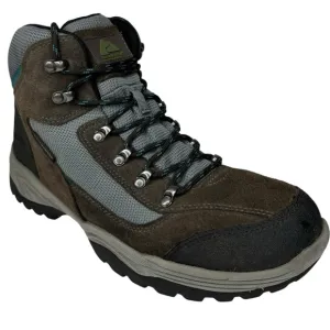 Mens Ozark Trail Hiking Boots Gray &amp; Black Leather Lace Up Waterproof Size 9.5