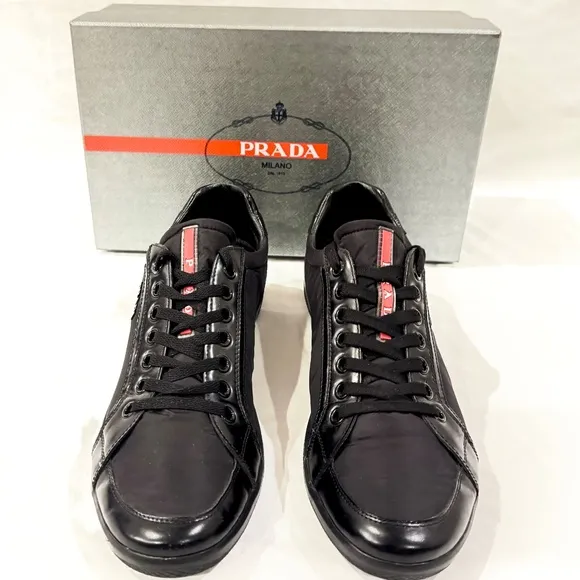 Men’s Prada Spazzolato Nero Shoes in Black Size 11