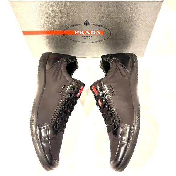 Men’s Prada Spazzolato Nero Shoes in Black Size 11