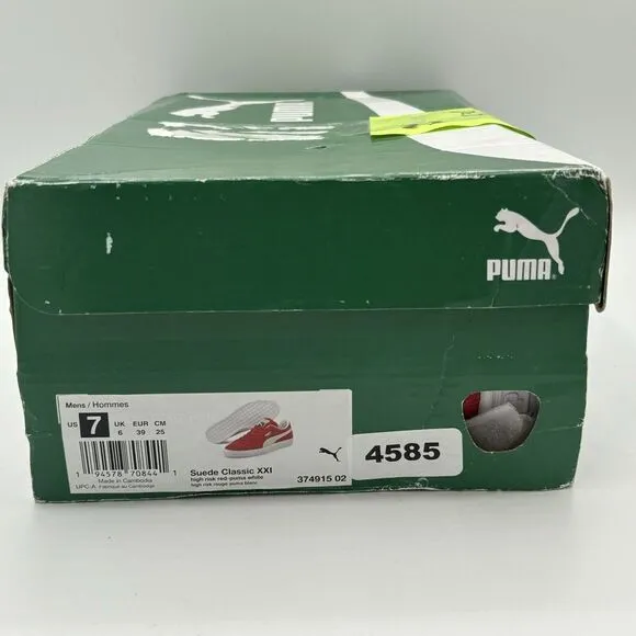 Men's PUMA Suede Classic XXI Sz 7 US Shoes &quot;High Risk Red White&quot; Sneaker