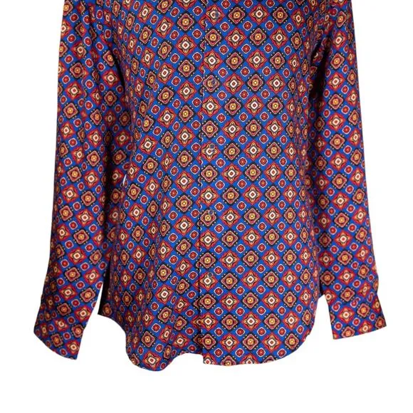 Mens Shirt Button Up Multicolor Geometric Designer Luxury Dress Casual Large