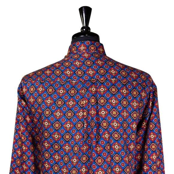Mens Shirt Button Up Multicolor Geometric Designer Luxury Dress Casual Large