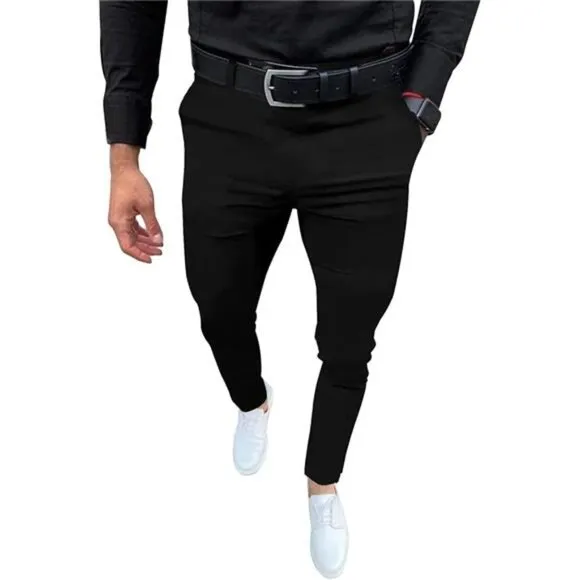 Men's Slim Fit Dress Pants - Casual Business, Skinny Stretch, Golf Pants, Black‎